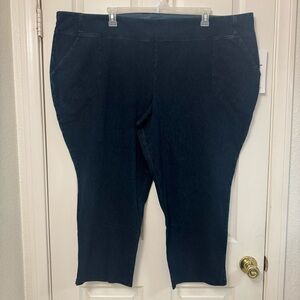 Women with Control Dark Blue Pullon Denim Jean Ankle Length Plus size 5X Stretch